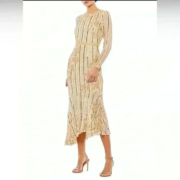 Mac Duggal Embellished Long-Sleeve Midi-Dress Plus Size 22 NWT Style 93627 - Picture 1 of 7